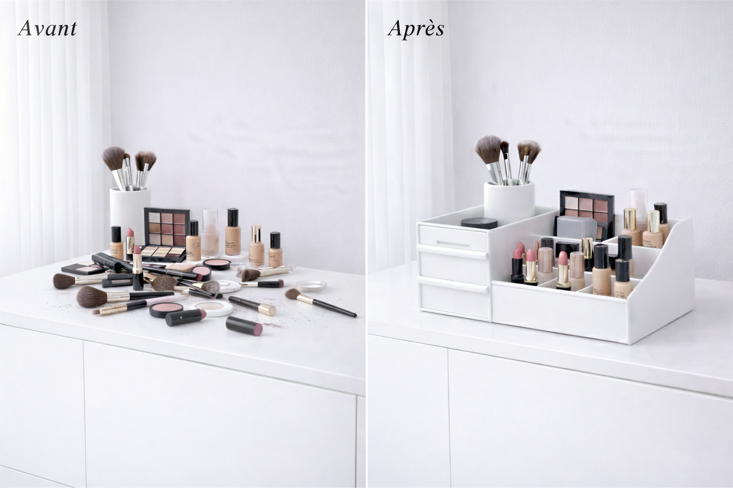 Organisateur maquillage – Rangement maquillage compact à tiroirs