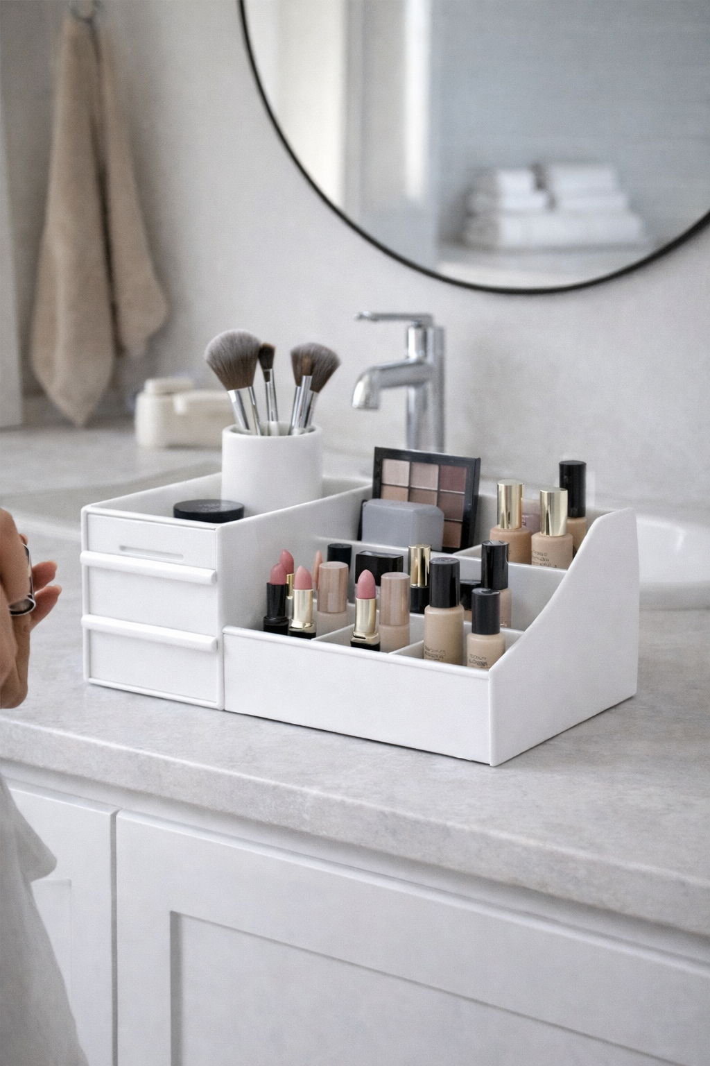 Organisateur maquillage – Rangement maquillage compact à tiroirs